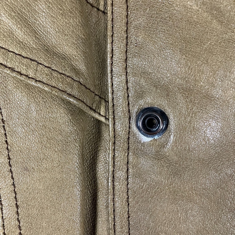 Unbranded Genuine Leather Jacket Men's Large‎ Brown Beige Vintage Bomber Style - Picture 8 of 16